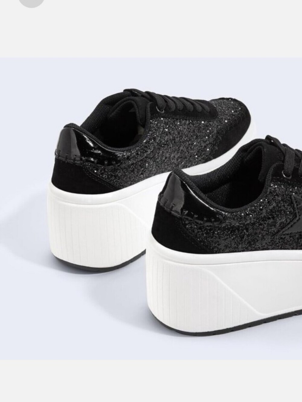 Lucky Step Black Glitter Platform Sneakers for Women - Picture 8 of 13